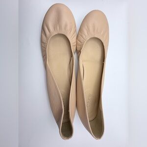 J. Crew Soft Pink Leather Ballet Flats 6.5 Nude Blush Round Toe Classic Minimal
